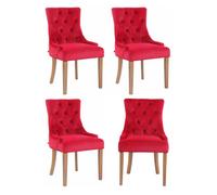 Juego de 4 sillas de comedor aberdeen en terciopelo rojo 58x55x92 cm