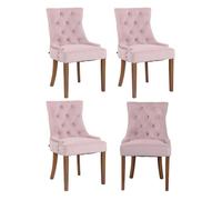 Juego de 4 sillas de comedor Aberdeen en terciopelo Rosado,Antiguo claro