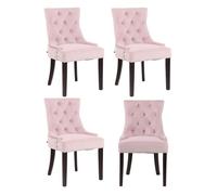 Juego de 4 sillas de comedor Aberdeen en terciopelo Rosado,Antiguo