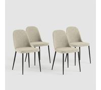 Juego de 4 sillas de comedor acolchadas de tela con patas metálicas Corvina - Beige