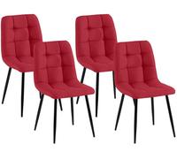 Juego de 4 sillas de comedor antibes tapizadas en tela rojo 55x45x84 cm