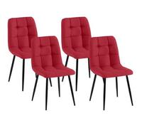 Juego De 4 Sillas De Comedor Antibes Tapizadas En Tela Rojo 55x45x84 Cm Clp
