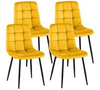 Juego De 4 Sillas De Comedor Antibes Terciopelo Amarillo 55x45x84 Cm Clp