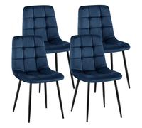 CLP Juego de 4 sillas de Comedor Antibes I Sillas de Cocina tapizadas con Fundas de Terciopelo I con Protectores de Suelo, Color:Azul Oscuro