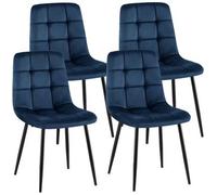 Juego De 4 Sillas De Comedor Antibes Terciopelo Azul Oscuro 55x45x84 Cm Clp