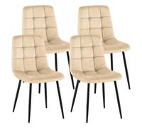 CLP Sillas de Comedor Juego de 4 tapizadas Antibes, sillas de Cocina con Terciopelo, Respaldo y Patas de Metal Negro, hasta 150 kg Color:Crema