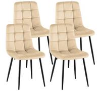Juego De 4 Sillas De Comedor Antibes Terciopelo Crema 55x45x84 Cm Clp