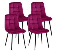 CLP Sillas de Comedor Juego de 4 tapizadas Antibes, sillas de Cocina con Terciopelo, Respaldo y Patas de Metal Negro Color:Violeta