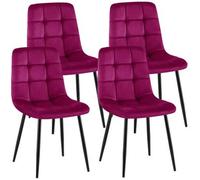 Juego De 4 Sillas De Comedor Antibes Terciopelo Lila 55x45x84 Cm Clp