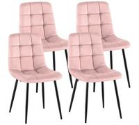 CLP Sillas de Comedor Juego de 4 tapizadas Antibes, sillas de Cocina con Terciopelo, Respaldo y Patas de Metal Negro Color:Fucsia