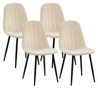 Juego de 4 sillas de comedor baxter de terciopelo crema 54x45x88 cm