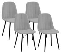 Juego de 4 sillas de comedor baxter de terciopelo gris 54x45x88 cm