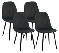Juego de 4 sillas de comedor baxter de terciopelo negro 54x45x88 cm