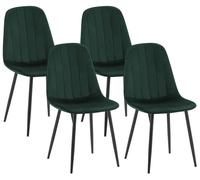 Juego de 4 sillas de comedor baxter de terciopelo verde 54x45x88 cm