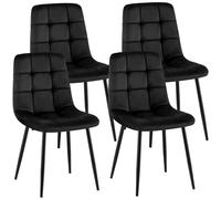 Juego de 4 sillas de comedor CLP, modelo Antibes, tapizadas en terciopelo, con respaldo acolchado, capacidad máxima de 150 kg. Color: negro