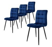 Juego De 4 Sillas De Comedor Con Patas De Metal, Azul Oscuro Ml-design
