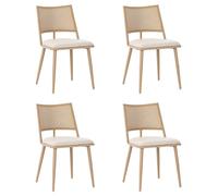 Juego de 4 sillas de comedor de mimbre vienés (poliuretano, estructura | Respaldo de ratán transpirable, cómodo cojín de asiento de poliuretano, estructura de metal resistente de hasta 120 kg