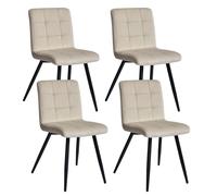 Juego de 4 sillas de comedor Duhome, sillas para cocina y salón, sillas tapizadas con patas de metal, estilo terciopelo, color beige