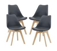 Juego De 4 Sillas De Comedor Fläten Cuero Sintético Y Patas De Haya 81 X 49 X 57 Cm - Gris [en.casa]