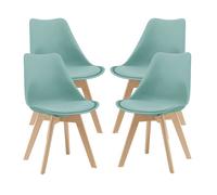 Juego de 4 sillas de comedor fläten estilo escandinavo 82x49x54cm cuero sintético - verde menta [en.casa]