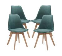 Juego de 4 sillas de comedor fläten estilo escandinavo 82x49x54cm pana - verde [en.casa]