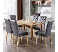 Juego de 4 sillas de comedor Flieks, con patas de madera maciza, ideales para la cocina o el salón. Sillas tapizadas con respaldo, color gris