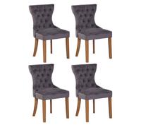 Juego de 4 Sillas de comedor Franca en terciopelo Gris oscuro,Antiguo claro