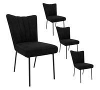 Juego de 4 sillas de comedor modernas de terciopelo con patas de metal resistentes, elegante asiento de cocina y restaurante, ideal para comedores y mesas, color negro