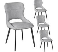 Juego De 4 Sillas De Comedor O Cocina, Con Asiento Acolchado De Chenilla Gruesa, Color Gris.