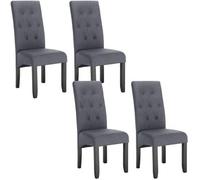 Juego De 4 Sillas De Comedor,patas De Madera Maciza,asiento De Lino,gris Oscuro,47 X 42 X 107 Cm,woltu