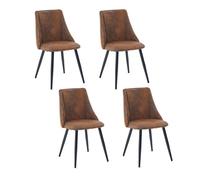Juego de 4 sillas de comedor retro, sillón tapizado, asiento de ante, patas de metal para cocina, sala de estar, dormitorio, oficina, estilo industrial, marrón