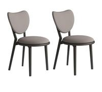Juego de 4 sillas de Comedor Sencillas de Madera Maciza, Respaldo en Forma de corazón + cojín de Cuero, Adecuado for salón, cafetería y Dormitorio(Black+Dark Grey,2)