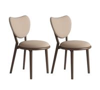 Juego de 4 sillas de Comedor Sencillas de Madera Maciza, Respaldo en Forma de corazón + cojín de Cuero, Adecuado for salón, cafetería y Dormitorio(Dark Walnut+Dark Khaki,2)