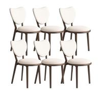 Juego de 4 sillas de Comedor Sencillas de Madera Maciza, Respaldo en Forma de corazón + cojín de Cuero, Adecuado for salón, cafetería y Dormitorio(Dark Walnut+White,6)
