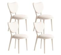 Juego de 4 sillas de Comedor Sencillas de Madera Maciza, Respaldo en Forma de corazón + cojín de Cuero, Adecuado for salón, cafetería y Dormitorio(White+White,4)