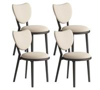 Juego de 4 sillas de Comedor Sencillas de Madera Maciza, Respaldo en Forma de corazón + cojín de Cuero, Adecuado for salón, cafetería y Dormitorio(Black+Light Khaki,4)
