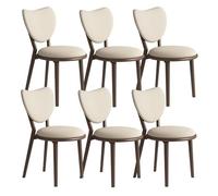 Juego de 4 sillas de Comedor Sencillas de Madera Maciza, Respaldo en Forma de corazón + cojín de Cuero, Adecuado for salón, cafetería y Dormitorio(Dark Walnut+Light Khaki,6)
