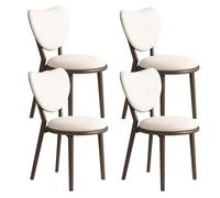 Juego de 4 sillas de Comedor Sencillas de Madera Maciza, Respaldo en Forma de corazón + cojín de Cuero, Adecuado for salón, cafetería y Dormitorio(Dark Walnut+White,4)