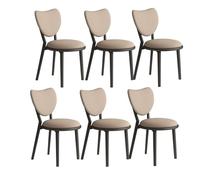 Juego de 4 sillas de Comedor Sencillas de Madera Maciza, Respaldo en Forma de corazón + cojín de Cuero, Adecuado for salón, cafetería y Dormitorio(Black+Dark Khaki,6)