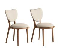 Juego de 4 sillas de Comedor Sencillas de Madera Maciza, Respaldo en Forma de corazón + cojín de Cuero, Adecuado for salón, cafetería y Dormitorio(Light Walnut+Light Khaki,2)