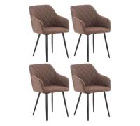 CLP Set De 4 Sillas Shila En Tela o Terciopelo I Butacas Modernas con Reposabrazos & Base Metálica I Juego 4 Sillas, Color:marrón, Material:Tela