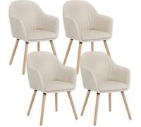 Juego De 4 Sillas De Comedor - Sillas De Cocina - Asiento De Terciopelo - Patas De Madera Maciza - Crema,woltu