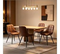Juego de 4 sillas de comedor tapizadas de piel sintética con estructura de metal