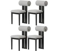Juego de 4 sillas de comedor tapizadas modernas de mediados de siglo, cómodo diseño sin brazos con forro polar anticordero para decoración rústica de cocina y comedor