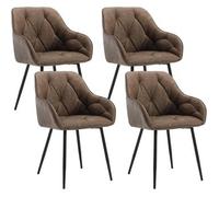 Juego De 4 Sillas De Comedor Vintage De Piel Sintética,patas De Metal,sillas De Cocina Con Respaldo Y Reposabrazos,sillas Para Sala De Estar,oficina,tocador,marrón Oscuro,woltu