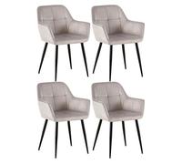 Juego de 4 sillas de salón emia en terciopelo gris claro 61x56.5x84 cm