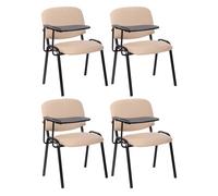 Juego de 4 sillas ken en tela con mesa plegable crema 71x53x81 cm