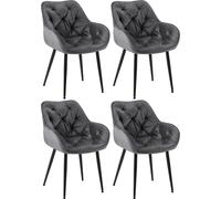 Juego de 4 sillas modernas para comedor, tapizadas en terciopelo con estructura de metal, dimensiones 58x62x83 cm, con revestimiento fácil de limpiar