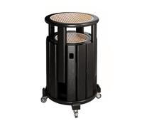 Juego de 4 taburetes apilables de madera de ratán, parte superior tejida a mano con ruedas, mesas auxiliares anidables para cocina, sala de estar, bar, no requiere montaje