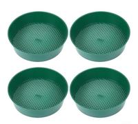 Juego de 4 tamices de suelo PP para jardinería, compost, refinación de suelo, filtración de arena, drenaje eficiente de agua, cesta de malla, resistente a la intemperie, fácil (negro+verde)